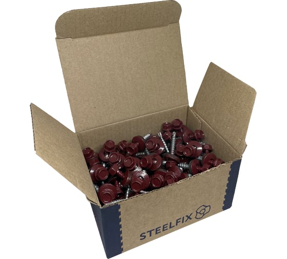 Кровельные саморезы Steelfix 4,8x35 цинк ral3005 винно-красный 100 шт СК4835100В