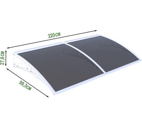 Защитный козырек (навес) ВПМ двойной, белый, поликарбонат сотовый темный, 6 мм 191323