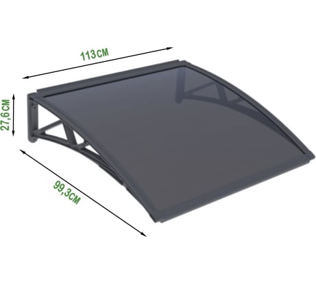 Защитный козырек (навес) ВПМ одинарный, серый, поликарбонат сотовый темный, 6 мм 6191319