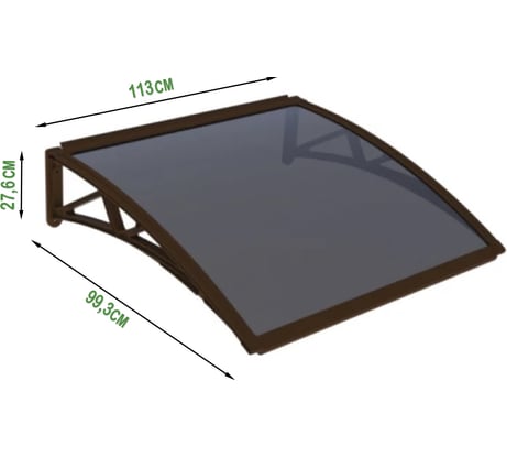 Защитный козырек (навес) ВПМ одинарный, коричневый, поликарбонат сотовый темный, 6 мм 6191318