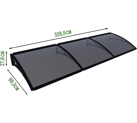 Защитный козырек (навес) ВПМ тройной, черный, поликарбонат сотовый темный, 6 мм 6191296