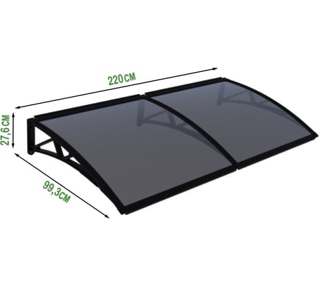 Защитный козырек (навес) ВПМ двойной, черный, поликарбонат сотовый темный, 6 мм 6191326