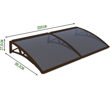 Защитный козырек (навес) ВПМ двойной, коричневый, поликарбонат сотовый темный, 6 мм 6191324