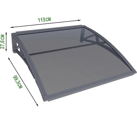 Защитный козырек (навес) ВПМ усиленный профиль, одинарный, серый, поликарбонат сотовый темный, 6 мм 6191321