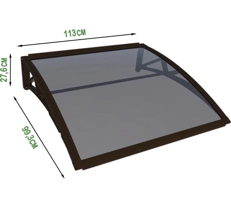 Защитный козырек (навес) ВПМ усиленный профиль, одинарный, коричневый, поликарбонат сотовый темный, 6 мм 6191298