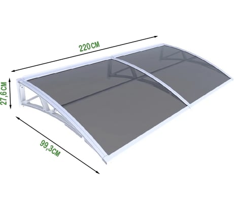Защитный козырек (навес) ВПМ усиленный профиль, двойной, белый, поликарбонат сотовый темный, 6 мм 6191322