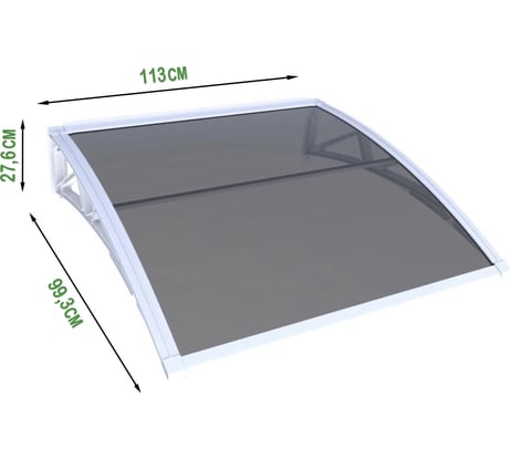 Защитный козырек (навес) ВПМ усиленный профиль, одинарный, белый, поликарбонат сотовый темный, 6 мм 6191317