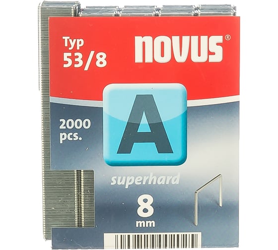Скобы тонкие супертвердые 2000 шт. для степлера (0,75х11,3х8 мм; 53/8 S) Novus 042-0356 1