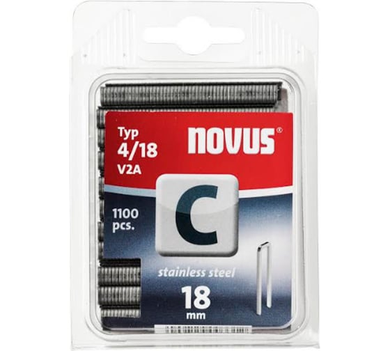 Скобы с узкой спинкой 1100 шт. для степлера (1.1х6х18 мм; 4/18) Novus 042-0391