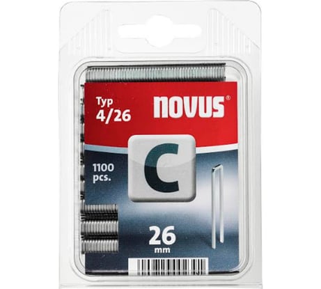 Скобы с узкой спинкой 1100 шт. для степлера (1.1х6х26 мм; 4/26) Novus 042-0393