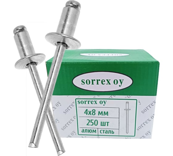 Вытяжная заклепка SORREX 4x8, алюминий/сталь, 250 шт. 2ASD 40800 250