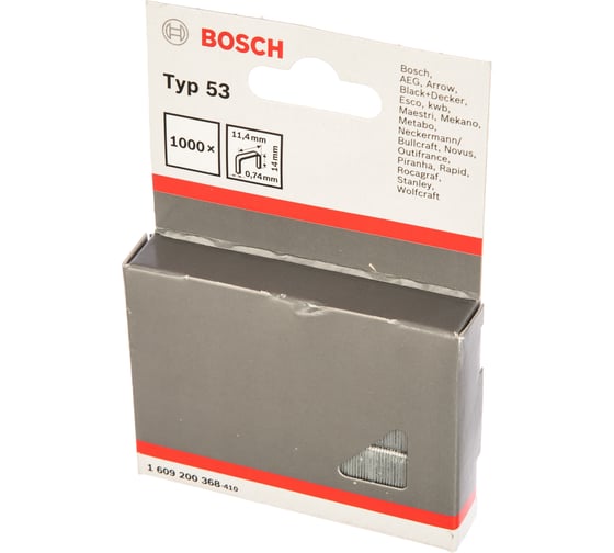 Скобы плоские 1000 шт. для степлера (0,74х11,4х14 мм) Bosch 1.609.200.368