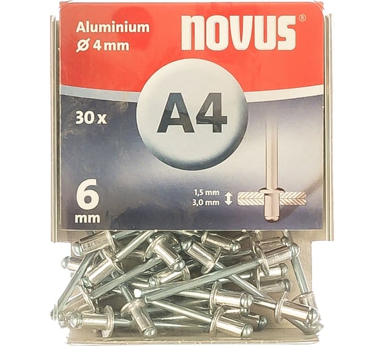 Заклепки алюминиевые 30 шт. для степлера (4х6 мм) Novus 045-0023