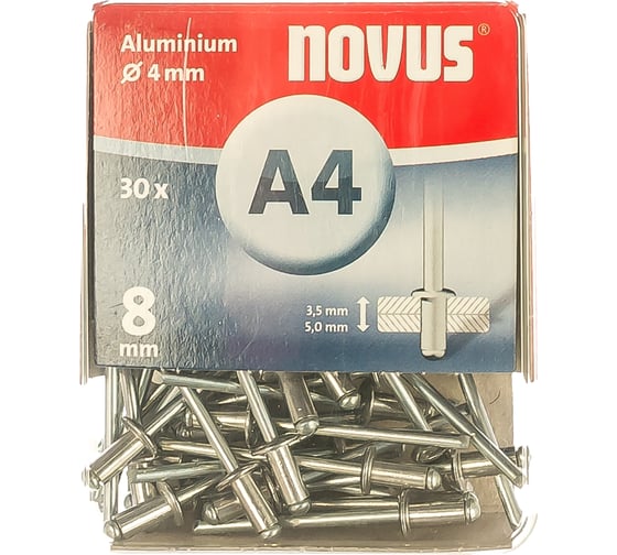 Заклепки алюминиевые 30 шт. (4х8 мм) Novus 045-0024