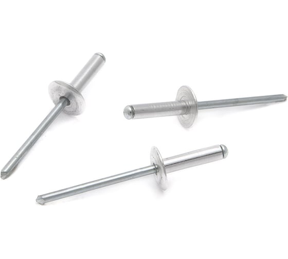 Алюминиевые заклепки с широким бортиком, диаметр 4,0 мм, длина 10 мм, 50 шт. в пакете Дело Техники 452410 1