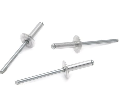 Алюминиевые заклепки с широким бортиком, диаметр 4,0 мм, длина 6 мм, 50 шт. в пакете Дело Техники 452406