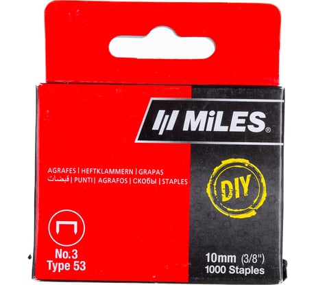 Скобы тип 53 (1000 шт; 10 мм) Miles N3-10-D