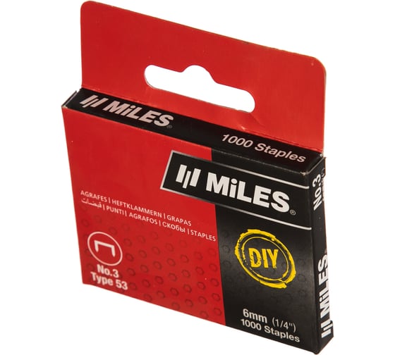 Скобы тип 53 (1000 шт; 6 мм) Miles N3-06-D