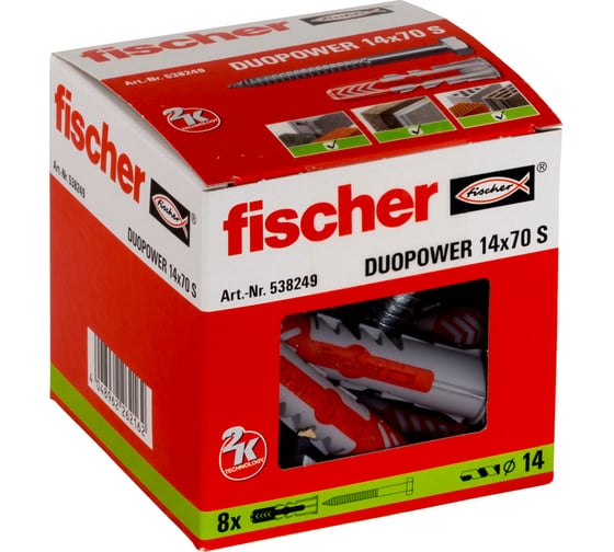 Дюбель с шурупом Fischer DUOPOWER 14X70 S  8 штук 538249
