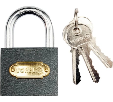 Навесной замок VOREL чугунный, 32 мм, серый 77061
