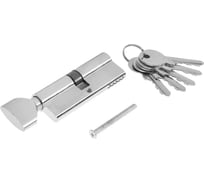 Цилиндровый механизм ТУНДРА 80 мм, с вертушкой, английский ключ, 5 ключей, цвет хром 2921847