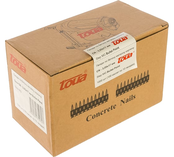 Гвозди по бетону MG bullet point 3,05x17 мм, 1000 шт. TOUA 30517stepMGBP