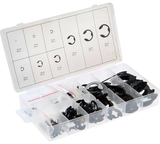 Набор стопорных колец ТУНДРА krep диаметр 1.5-22 мм, 300 предметов 2919830 1