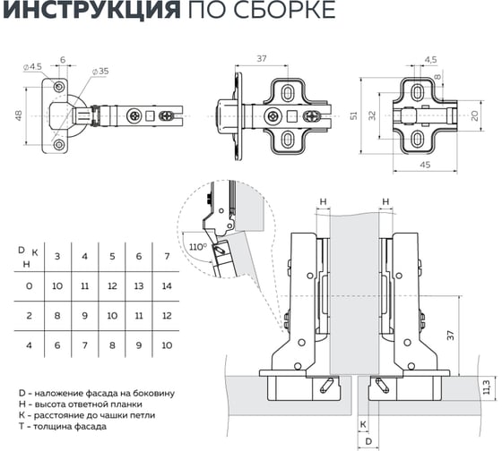Петля Lemax PROF push-to-open с пружиной обратного хода slide-on, полунакладная, 2 шт. 2pcs-M150-Half