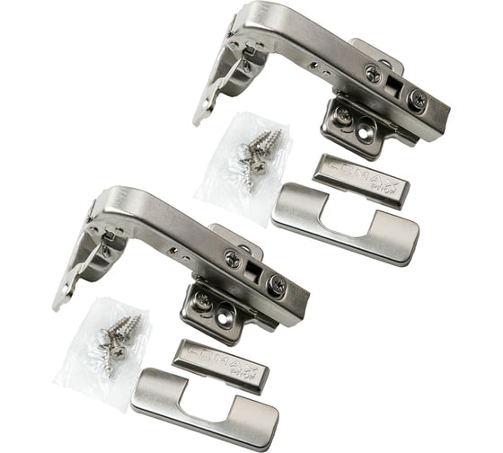 Мебельная  петля Lemax PROF clip-on 3d с доводчиком 90 никель, 2 шт. 2pcs-M340-90