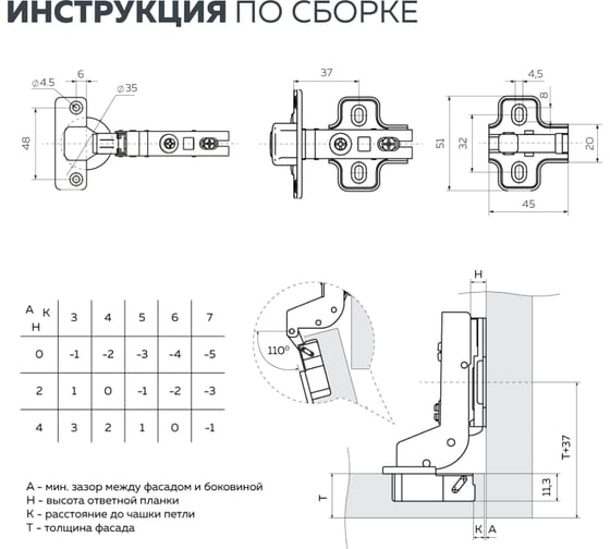 Петля push-to-open с пружиной обратного хода slide-on, вкладная (2 шт.) Lemax PROF 2pcs-M150-Inst