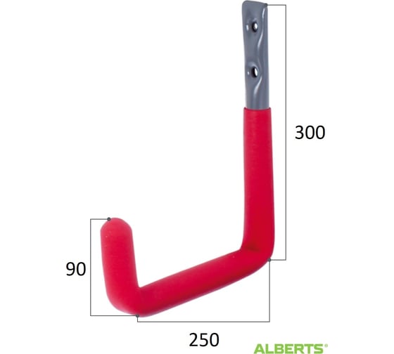 Настенный крючок ALBERTS оцинкованный, серый 300x250х18 мм 802196