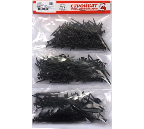 Набор саморезов Стройбат гипсокартон-дерево 32-51мм 370 шт 204441