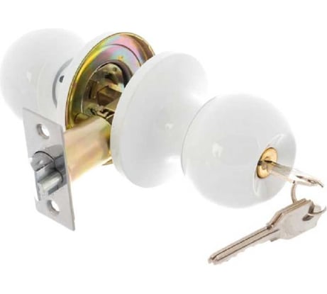 Защелка-ручка Левша NORBEL 607 ET с ключом, белая У4-6843.Б