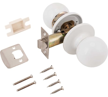 Защелка-ручка Левша NORBEL 607 PS без ключа, без фиксации, белая У4-6841.Б