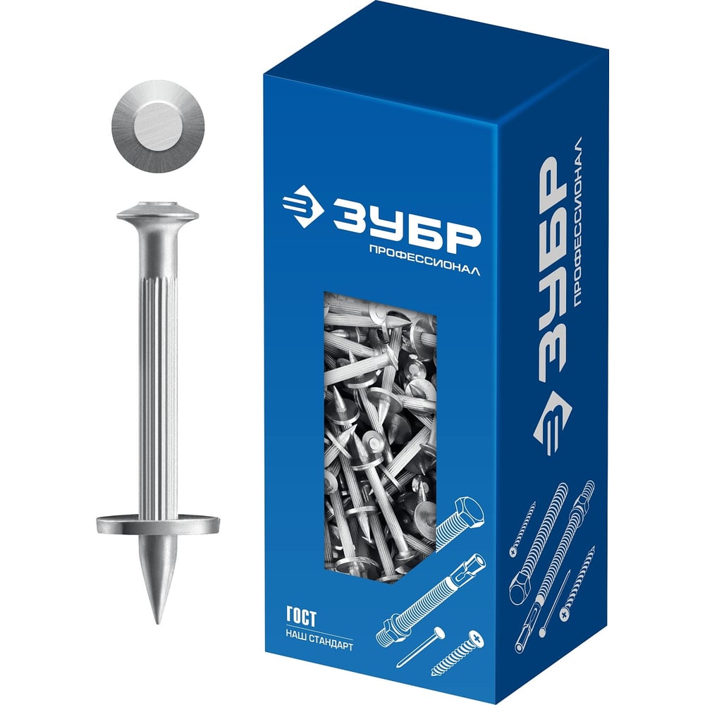 Монтажный дюбель-гвоздь ЗУБР Дгм 60x4.5 мм, цинк, 1 кг 3063-45-60-1 ...