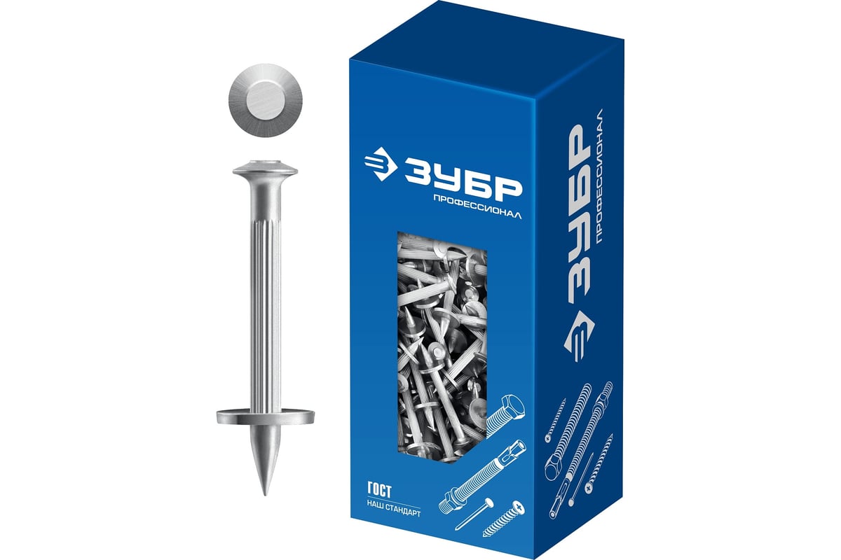 Монтажный дюбель-гвоздь ЗУБР Дгм 60x4.5 мм, цинк, 1 кг 3063-45-60-1 ...