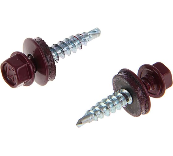 Кровельный саморез OMAX 4,8х35 сверло, винно-красные RAL 3005 250 шт 12304803513