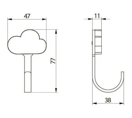 Мебельный крючок GTV WM-CLOUD облако, серый WM-CLOUD-SZ