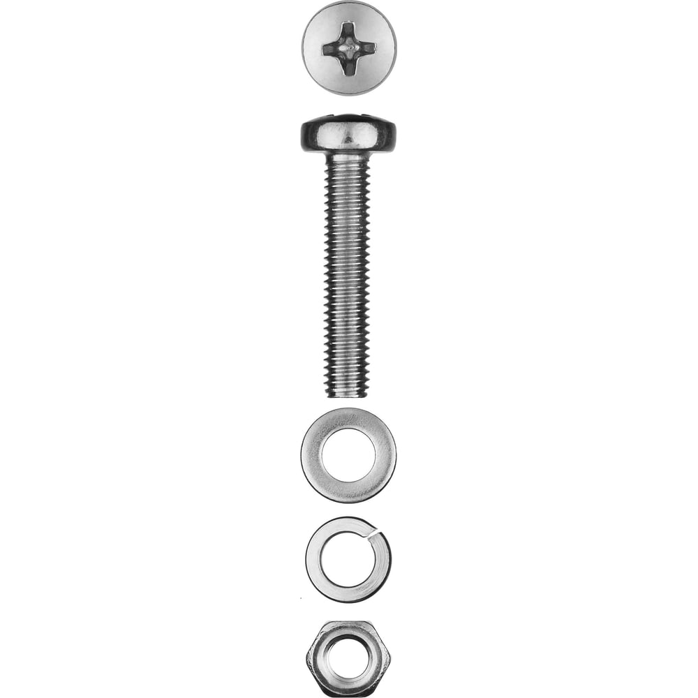 Винт ЗУБР DIN7985 в комплекте с гайкой DIN934 25 шт 303476-04-016 ...