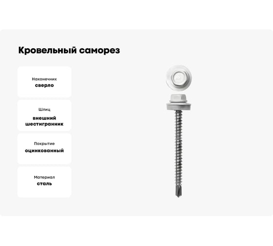 Кровельные саморезы ЗУБР СКД RAL 9003 белый, 29x4.8 мм, 400 шт, 4-300315-48-029-9003