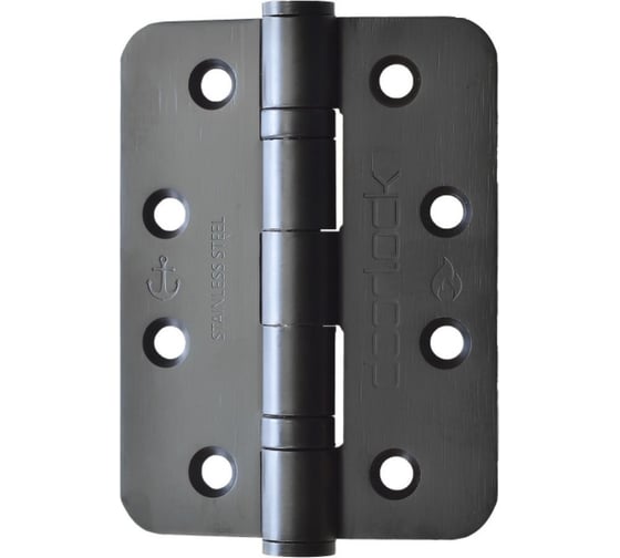 Комплект карточных петель Doorlock dl h102/76/2b/r/sss/black matt черная матовая, 102x76x3 мм, 2 штуки, скругленные 74078 1