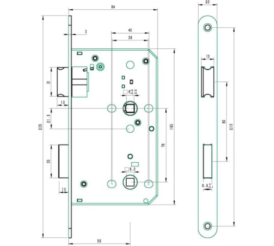 Корпус замка Doorlock DL4200WС/55/78/20/SCr матовый хром, реверсивный, WC, бэксет 55 мм, межосевое расстояние 78 мм, фронтальная планка шириной 20 мм, што 75308