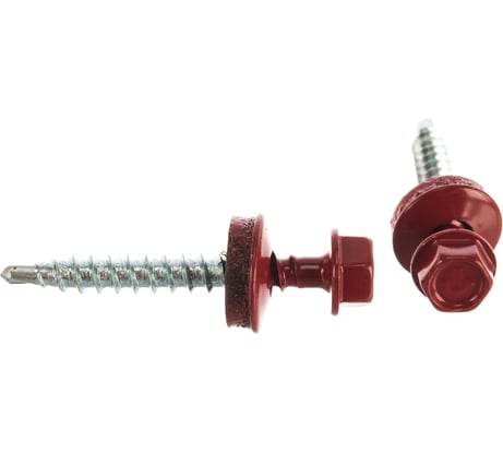 Саморезы для крепления кровельных материалов к деревянной обрешетке Зубр цвет RAL 3003 рубиново-красный, оцинкованные, 4,8x38мм, 300шт 4-300315-48-038-3003