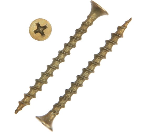 Саморез ТУНДРА 3.5x51 PREMIUM, потай, крупная резьба,шлиц PH, жёлтый цинк, 1 кг 9227398