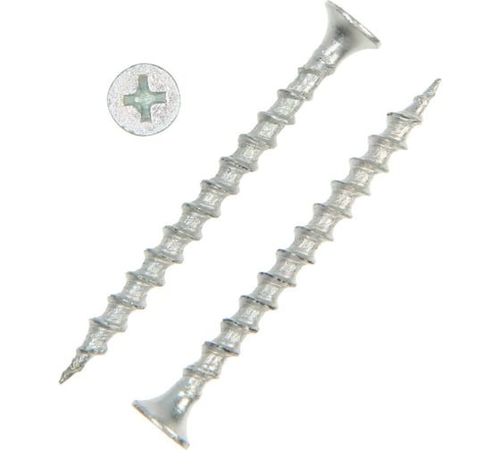 Саморез ТУНДРА 3,8x51 PREMIUM, потай, крупная резьба,шлиц PH, белый цинк, 1 кг 9227400 1