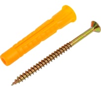 Универсальный дюбель Зубр полипропиленовый, с бортиком и оцинкованным шурупом, в п/э пакете тип 6, 12x71мм, 6шт 4-301206-12-071