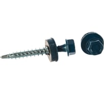 Саморезы Зубр для крепления кровельных материалов к деревянной обрешетке, цвет RAL 5009 небесно-голубой, оцинкованные, 4,8x38мм, 1600шт 4-300310-48-038-5009