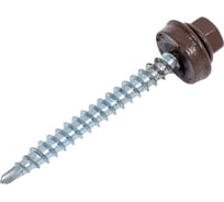 Саморезы Зубр для крепления кровельных материалов к деревянной обрешетке, цвет RAL 8028 земельно-коричневый, оцинкованный, 4,8x50мм, 250шт 4-300315-48-050-8028