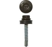 Саморезы Зубр для крепления кровельных материалов к деревянной обрешетке, цвет RAL 8028 земельно-коричневый, оцинкованный, 4,8x60мм, 1000шт 4-300310-48-060-8028