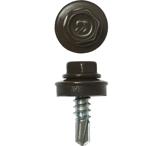 Саморезы Зубр для крепления кровельных материалов к деревянной обрешетке, цвет RAL 8028 земельно-коричневый, оцинкованный, 5,5x25мм, 1800шт 4-300310-55-025-8028 1